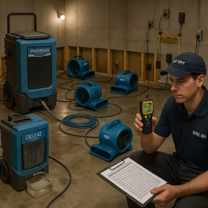 Structural Drying and Dehumidification process in Edgemere, MD